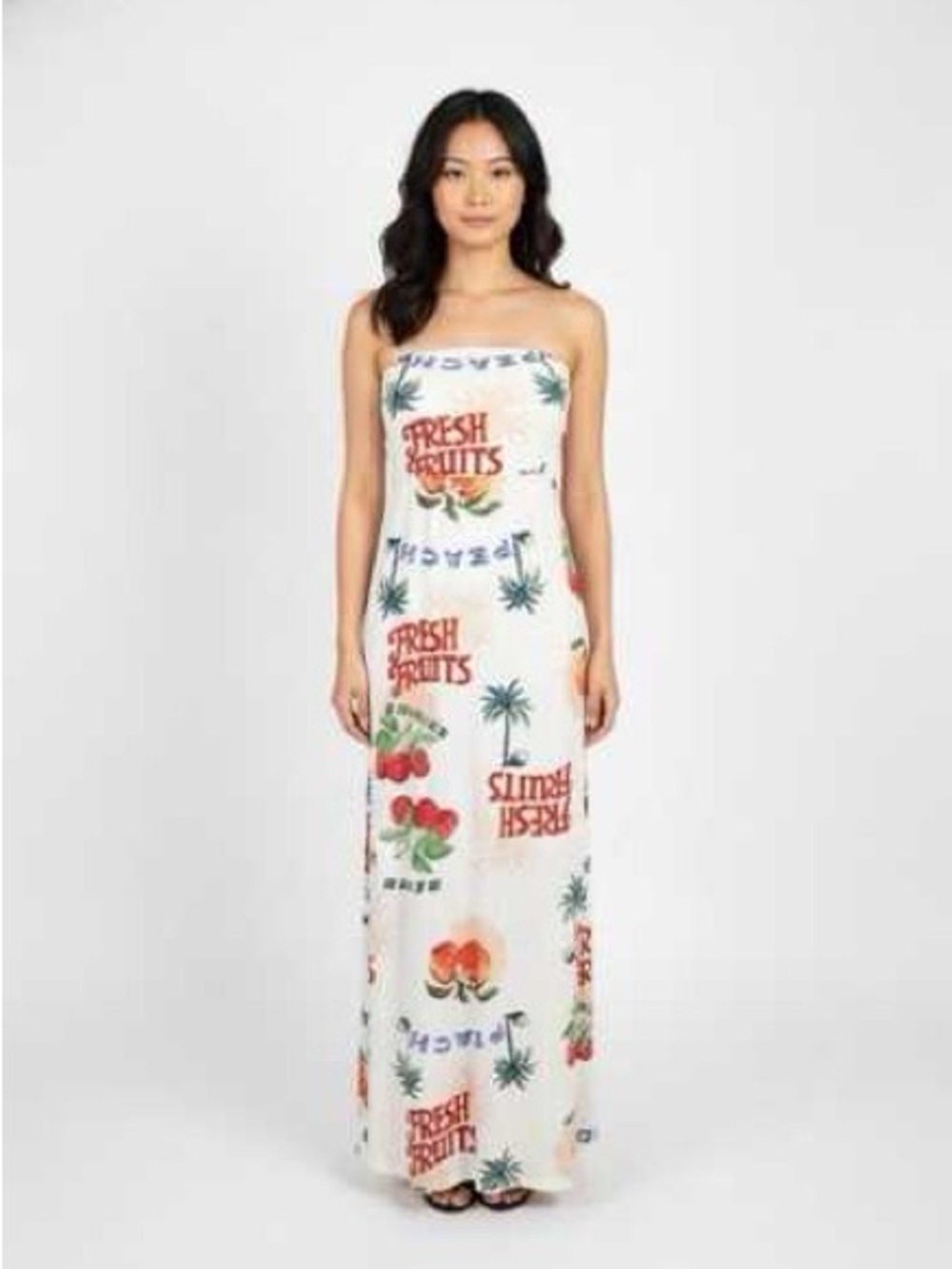 Paper Heart Strapless White 'Fresh Fruits' Maxi Dress